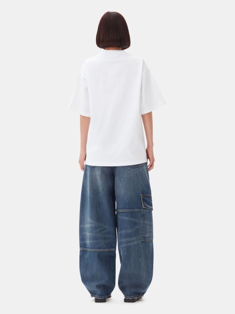 Белая футболка Ganni с логотипом: фото 2 - Invogue