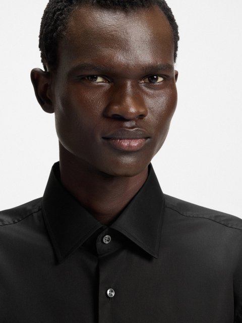 Чорна сорочка BOSS з бавовни: фото 4 - Invogue