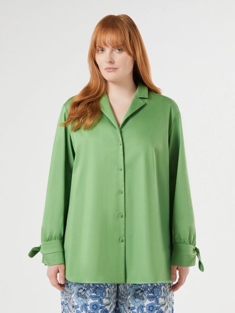 Зелена блуза MARINA RINALDI з бавовняного сатину: фото 2 - Invogue