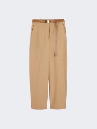 Темно-бежеві брюки MAX MARA з бавовняної саржі: фото - Invogue