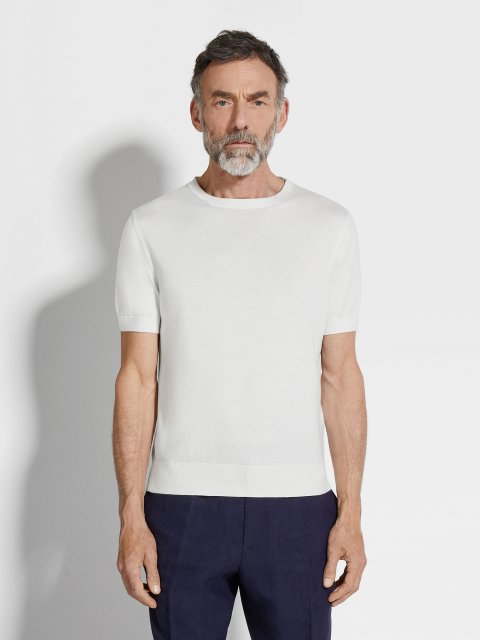 Белая футболка ZEGNA хлопковая: фото 3 - Invogue