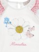 Футболка для дівчаток Monnalisa біла з принтом ромашка: фото 2 - Invogue