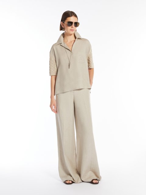 Бежеві брюки Max Mara з льону: фото 1 - Invogue
