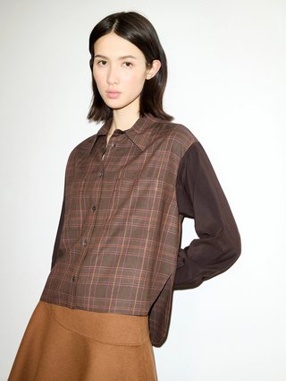 Коричневая рубашка в клетку Max&Co из вискозы: фото 1 - Invogue