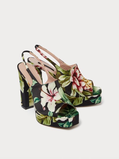 Босоніжки Marina Rinaldi атласні з квітковим візерунком: фото 2 - Invogue