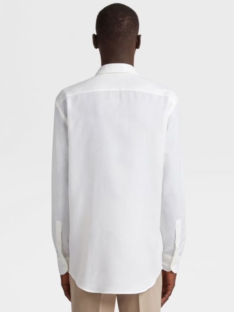 Белая рубашка ZEGNA из бленда хлопка и кашемира: фото 2 - Invogue