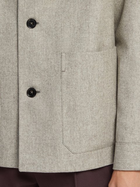 Сіра куртка Zegna з м'якої вовняної фланелі з накладними кишенями: фото 3 - Invogue