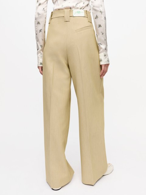 Бежевые брюки Ganni саржевые: фото 3 - Invogue