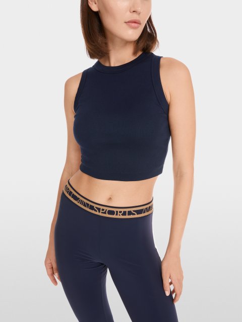 Черный топ Marc Cain укороченный: фото 2 - Invogue