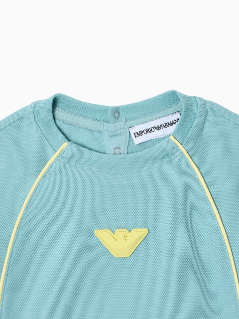 Комплект з футболки та шортів з піке з логотипом Eagle Emporio Armani Kids зелений: фото 1 - Invogue