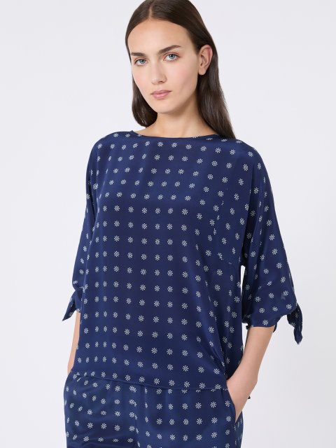 Темно-синяя блуза WEEKEND MAX MARA из чистого шелка: фото 4 - Invogue