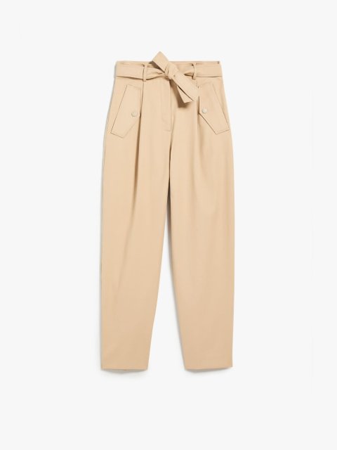 Бежевые брюки WEEKEND MAX MARA из хлопка: фото - Invogue