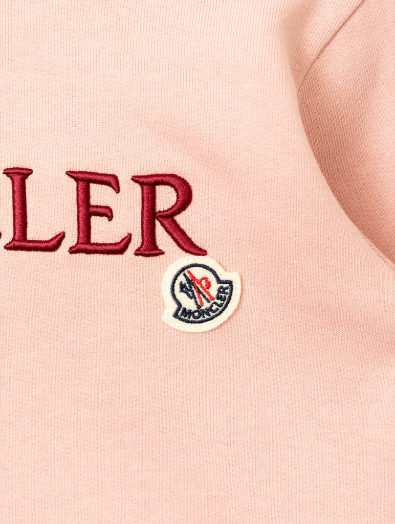 Розовое худи MONCLER с вышитым логотипом: фото 2 - Invogue