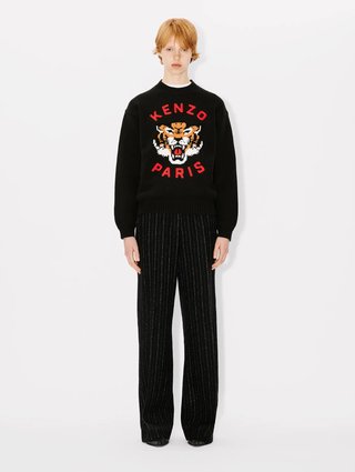 Чорний светр KENZO з вишивкою "Lucky Tiger": фото 4 - Invogue