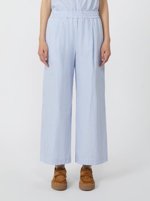 Голубые штаны WEEKEND MAX MARA из хлопкового сатина: фото 2 - Invogue