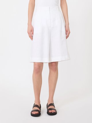 Белые шорты-бермуды Max Mara из льна и хлопка: фото 2 - Invogue