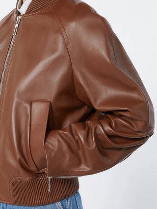 Коричневая куртка Sportmax из кожи: фото 5 - Invogue