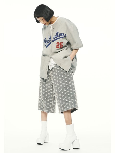 Серая футболка PUSHBUTTON из хлопка: фото 2 - Invogue