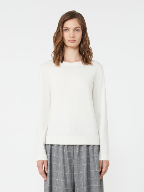 Білий светр WEEKEND MAX MARA з шовку та вовни: фото 2 - Invogue