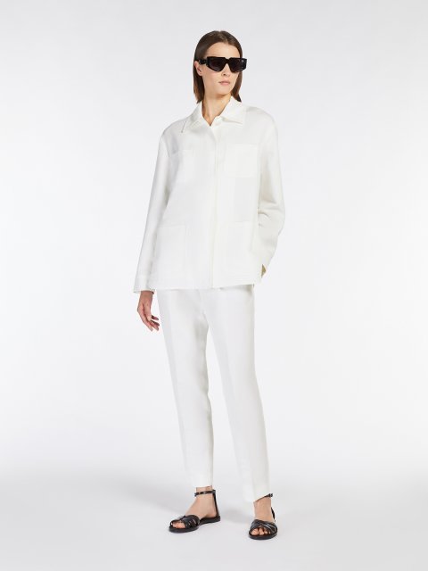 Білі брюки Max Mara з віскози та льону: фото 1 - Invogue