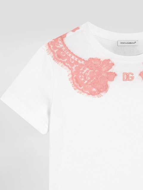 Футболка з джерсі з мереживом і вишивкою DG Dolce&Gabbana: фото 2 - Invogue