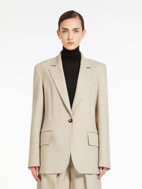 Бежевий жакет Max Mara з меланжевої вовни: фото 1 - Invogue