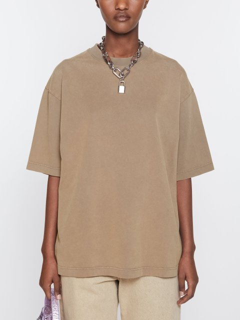 Темно-бежевая футболка Acne Studios оверсайз: фото 1 - Invogue