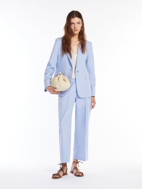 Блакитні брюки Weekend Max Mara з бавовни та льону: фото 1 - Invogue