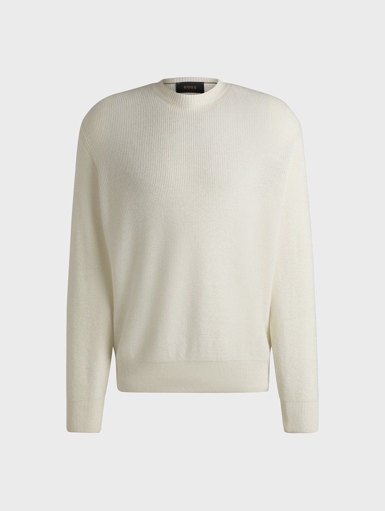 Білий светр BOSS з льону та кашеміру: фото - Invogue