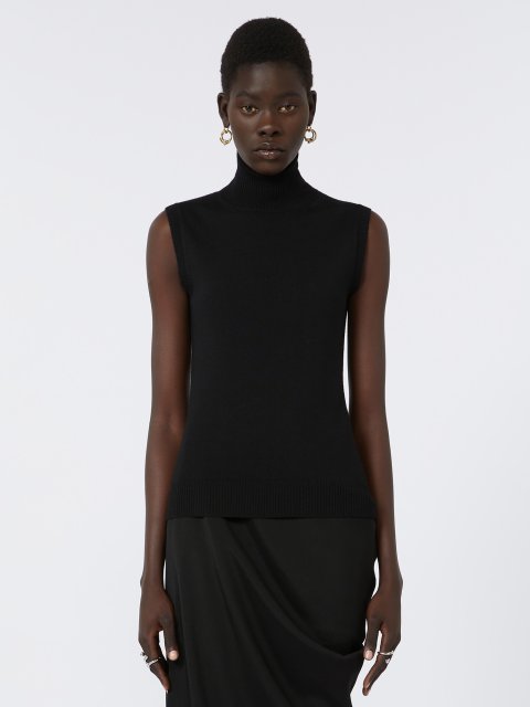 Черный топ SPORTMAX из шерстяной пряжи: фото 2 - Invogue