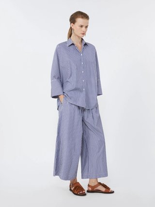 Брюки в полоску WEEKEND MAX MARA из хлопкового поплина: фото 1 - Invogue