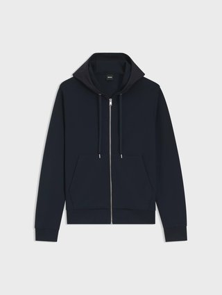 Тёмно-синяя спортивная кофта BOSS из хлопка с модалом: фото - Invogue