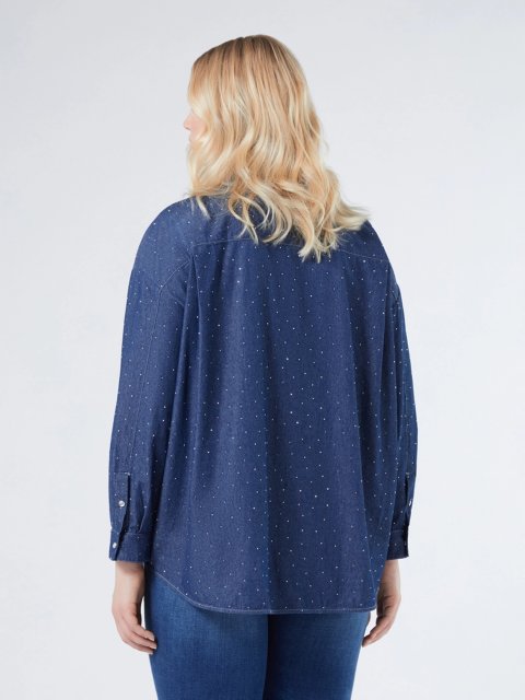 Темно-синяя блуза MARINA RINALDI из хлопка: фото 3 - Invogue