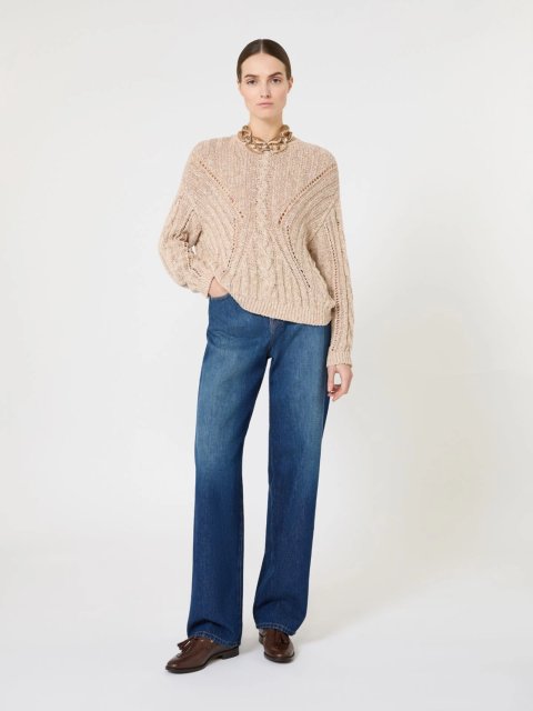 Бежевий светр MAX MARA з бавовни та люрексу: фото 1 - Invogue