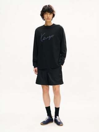 Черная футболка Kenzo из хлопка с длинными рукавами: фото 1 - Invogue