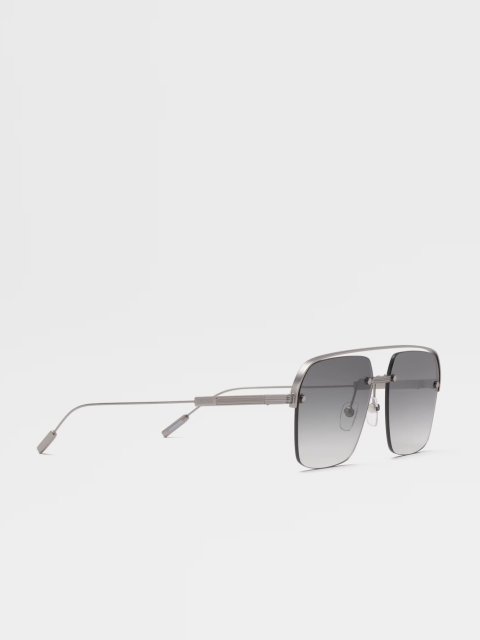 Сонцезахисні окуляри Zegna в сріблястій оправі: фото 2 - Invogue