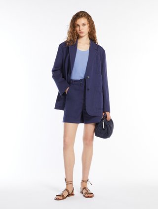 Темно-синие бермуды Weekend Max Mara из хлопка и льна: фото 1 - Invogue