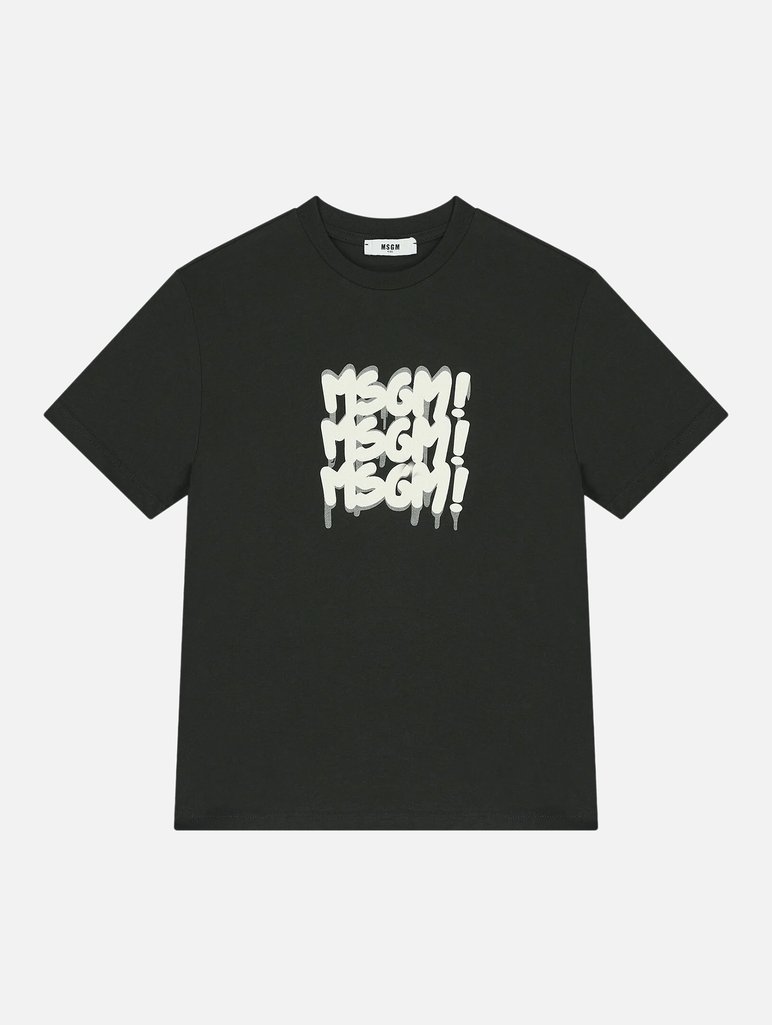 Чёрная футболка MSGM из хлопка: фото - Invogue