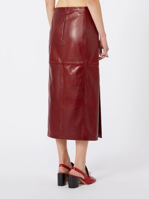 Бордова спідниця SPORTMAX зі шкіри наппа: фото 3 - Invogue