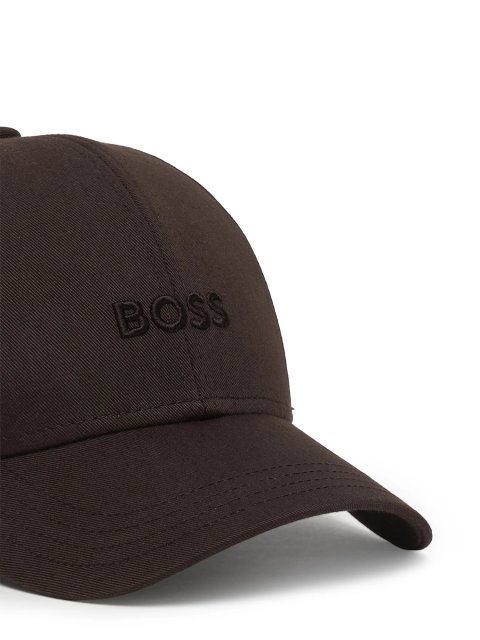 Темно-коричнева кепка BOSS з бавовни з вишивкою: фото 2 - Invogue