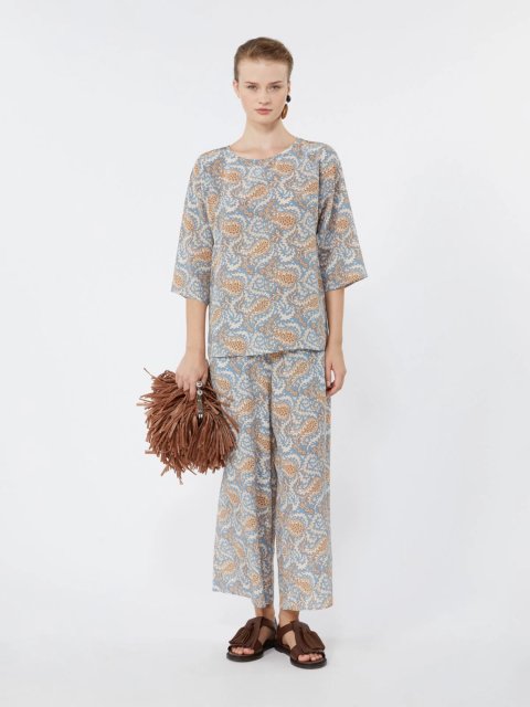 Голубые брюки Weekend Max Mara из шёлка: фото 1 - Invogue