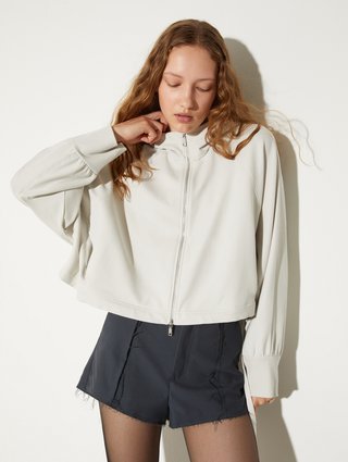 Серый свитшот Max&Co укороченной длины из хлопка: фото 2 - Invogue