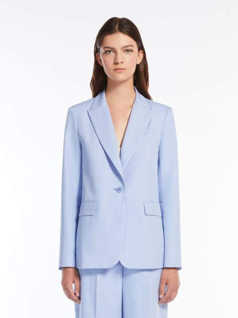 Блакитний жакет Weekend Max Mara з льону: фото 2 - Invogue