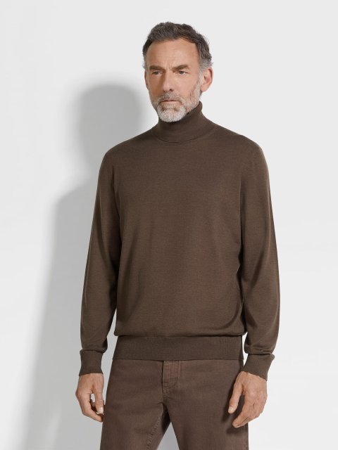 Коричневий светр ZEGNA з кашеміру та шовку: фото 3 - Invogue