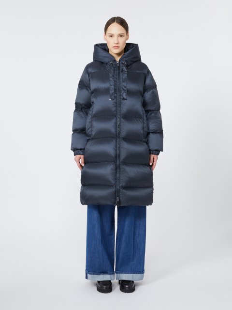 Темно-синій пуховик MAX MARA з капюшоном: фото 3 - Invogue