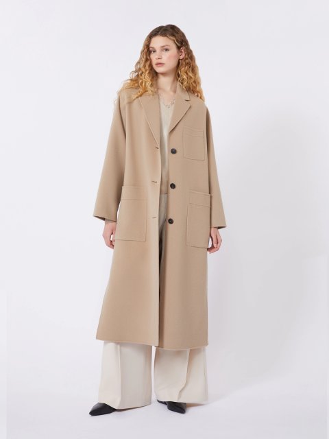 Темно-бежеве пальто WEEKEND MAX MARA з суміші вовни: фото 1 - Invogue