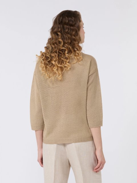 Коричневий укорочений светр Weekend Max Mara з льону: фото 3 - Invogue