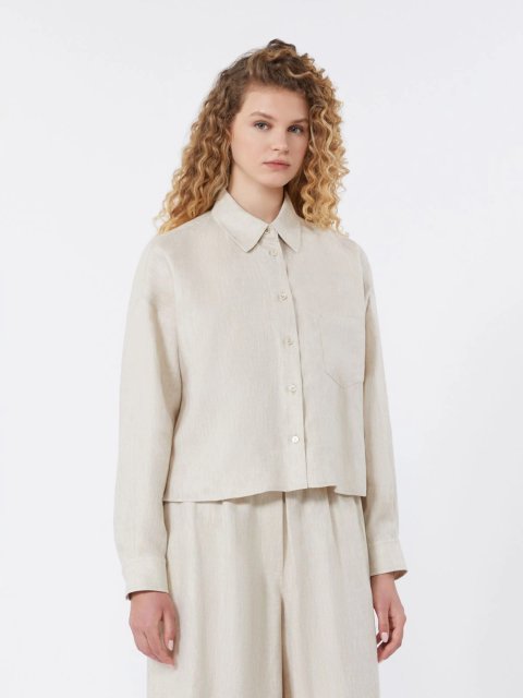 Кремова сорочка Weekend Max Mara з льону: фото 2 - Invogue