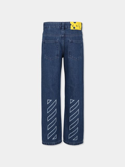 Сині джинси Off-White Kids з логотипом: фото 1 - Invogue