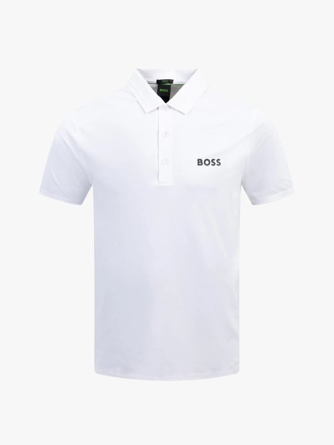 Біле поло BOSS з логотипом: фото - Invogue